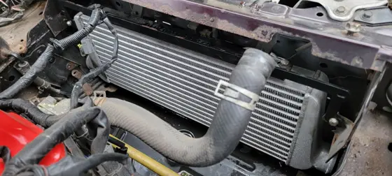Intercooler installation behind the front panel